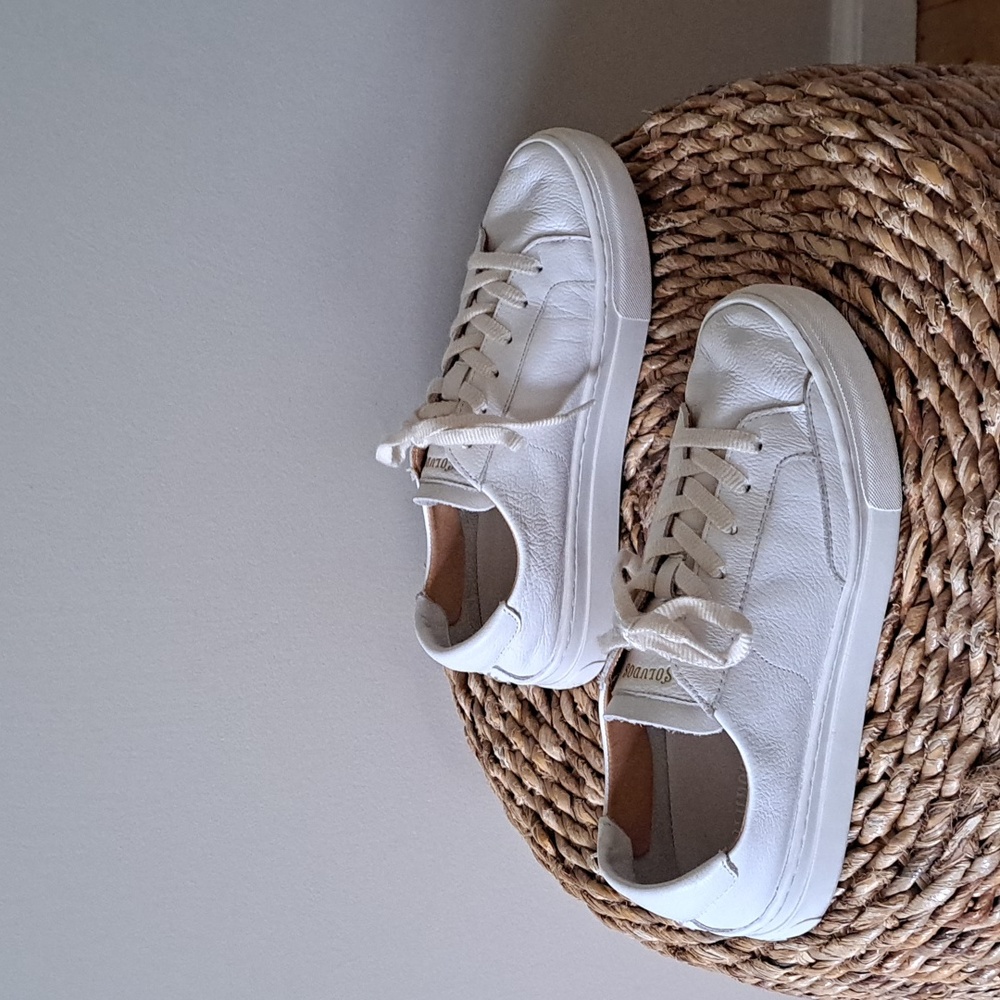 SOLUDOS Womens Ibiza White Leather Platform Fashion/Athleisure Sneakers S-8.5